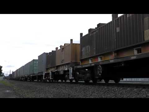 NR22 leading a small steel train through Newport