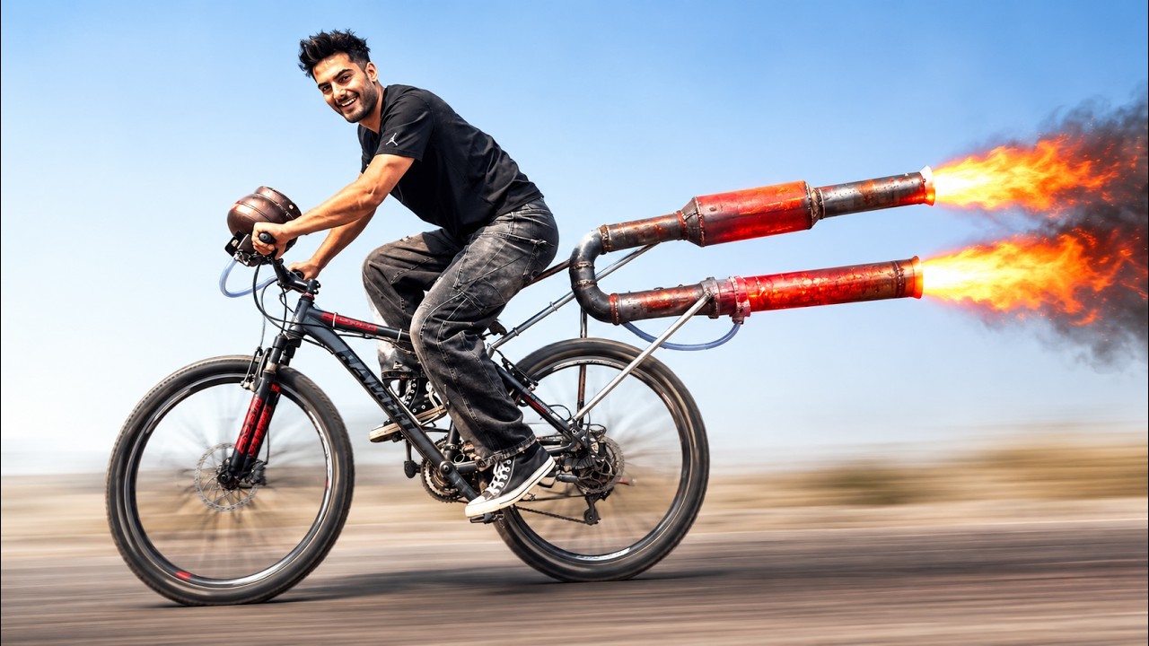 موتور جت روی دوچرخه😵Jet engine on a bicycle