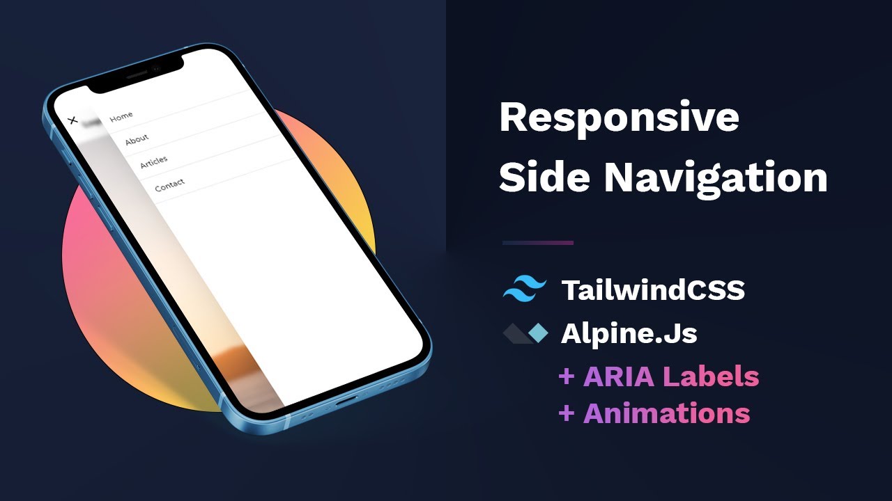 How To Create Responsive Side Navigation using TailwindCSS & AlpineJs