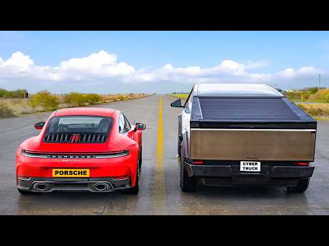 New Porsche 911 vs Cybertruck: Drag Racing