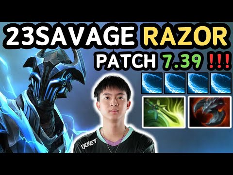 🔥 NEW PATCH 7.39 - 23savage RAZOR Hard Carry Gameplay 🔥 Rampage !!! - Dota 2 Pro