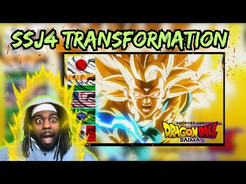 FIRST TIME REACTION TO GOKU SUPER SAIYAN 4 TRANSFORMATION IN DIFFERENT LANGUAGES | DRAGON BALL DAIMA