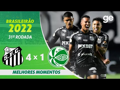 Gols e lances de Santos x Juventude-RS