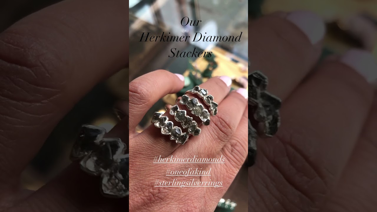 Herkimer Diamond Stacking Rings in Sterling Silver