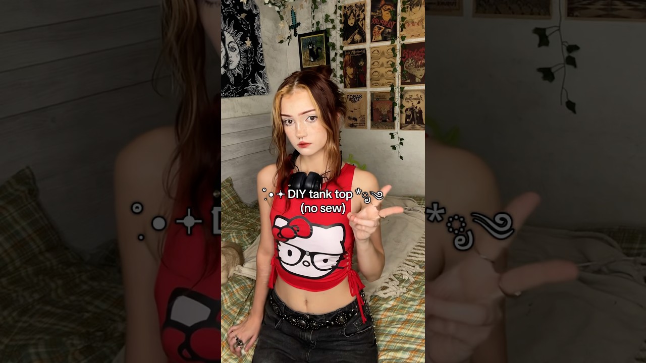 #diy tank top from an old shirt(NO SEW)⭐️