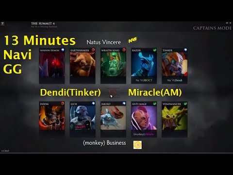 Fastest GG in The Summit 4 (13 min) - Na'Vi vs Monkey Business