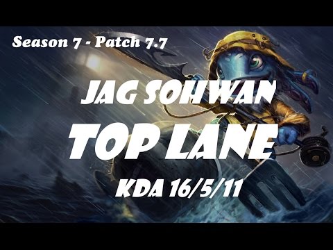 JAG SoHwan Fizz vs Renekton Top Lane Patch 7.7 - League Of Legends Korean Ranked Challenger