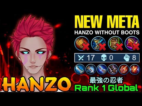NEW META Hanzo without Boots - Top 1 Global Hanzo 最強の忍者 - Mobile Legends