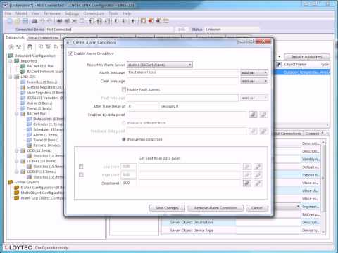 LOYTEC L-INX Configurator - How to create alarms on BACnet devices [A206]