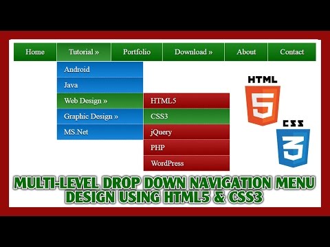 Multi Level Drop Down Navigation Menu Using HTML5 CSS3 | Web Design Tutorial