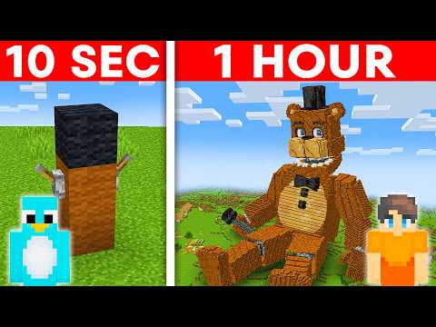 10 Seconds vs 1 Hour - FNAF Build Challenge in Minecraft