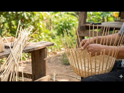 Handmade Bamboo Basket Weaving Process - Take Care Chickens, Birds, Pigs, Duck | Live With Nature