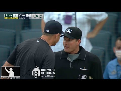Ejection 076 - Sean Barber Ejects Aaron Boone After Chapman's 9th Inning Walk to Canha