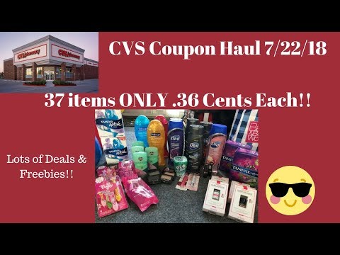 CVS Coupon Haul 7/22/18 Amazing Deals, & FREE 37 items only 36 cents Each!! Video