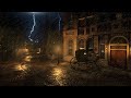 Victorian London Thunderstorm Rain Horses Bells Walking On Cobblestone