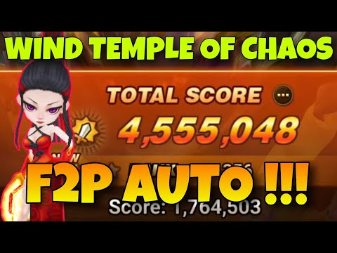 AUTO TEAM WIND TEMPLE OF CHAOS NO FIRE DRAKAN !!! SUMMONERS WAR (PHASE 1&2 AUTO, PHASE 3 MANUAL)