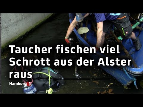 Aufräumaktion: Freiwillige Taucher fischen viel Schrott aus der Alster raus