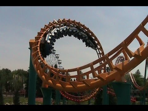 Off-ride footage of a Corkscrew train