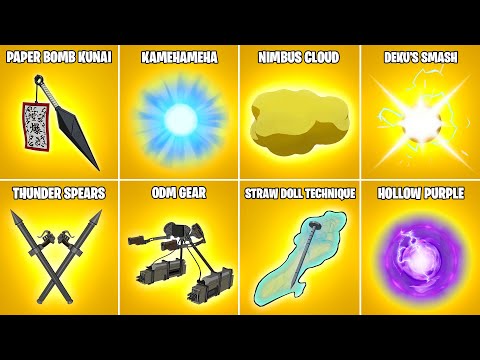Evolution of All ANIME Mythic Weapons & Items in Fortnite (Chapter 2 Season 8 - Chapter 4 Season 4)