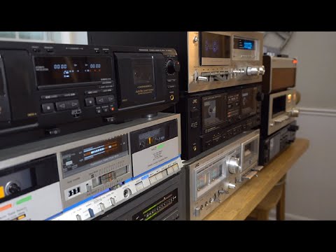 Cassette deck Wall of Tape Decks "meta-video" with links to each video