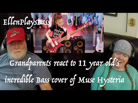 11 year old Ellen's incredible Bass cover of Muse Hysteria Grandparents from Tennessee (USA) react