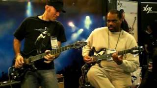 ERNIE JACKSON  AND ENRICO SANTACATTERINA SHORT VIDEO OF CREAMY SOUNDS AT THE XOX STAND AT NAMM 09