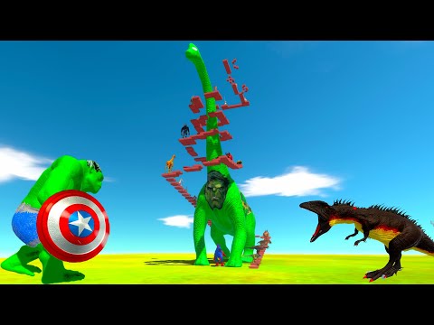 INDORAPTOR + HULK GORO SAVING HULK BRACHIOSAURUS - Animal Revolt Battle Simulator