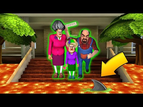 Scary Teacher 3D FAMILY ESCAPE FROM FLOOR IS LAVA CHALLENGE