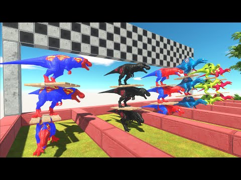 CARRY SPEED RACE DINOSAUR SUPERHEROES FUNNY WHO WILL WIN? - Animal Revolt Battle Simulator