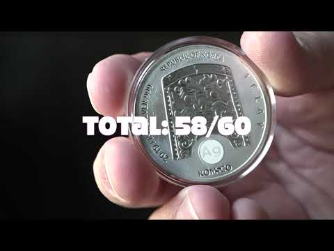Highest SILVER COIN rating EVER! 58/60!! Korean Silver Komsco (2 points shy of PERFECT)!!