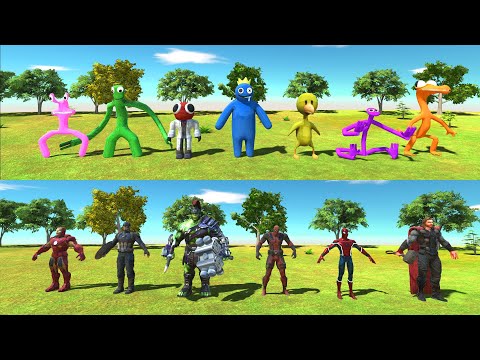 X7 Rainbow Friends vs Team Avengers - Animal Revolt Battle Simulator
