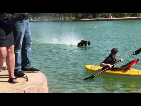 Traxxas X Maxx wheelieing on the water