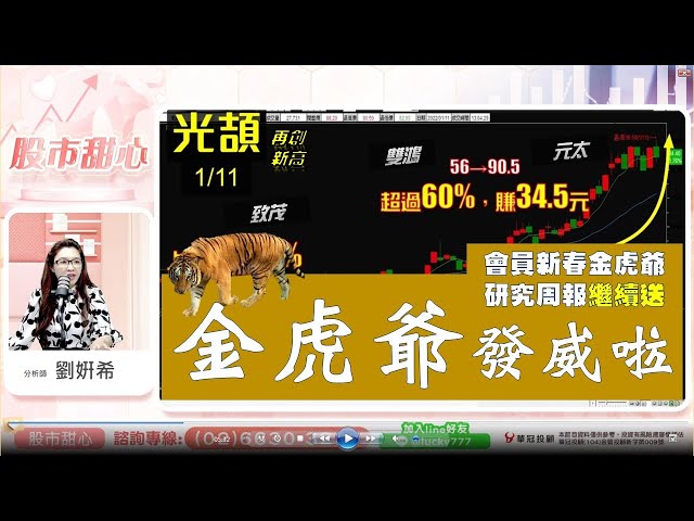 0111 - 金虎爺發威！光頡140%／元太／雙鴻／致茂，會員專屬金虎爺研究周報繼續免費贈送，歡迎來電或加Line留言「我要金虎爺研究周報」索取