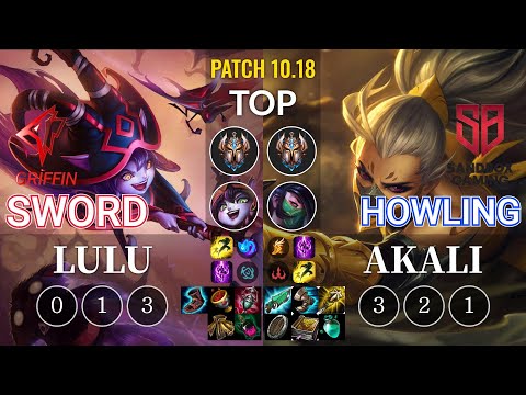 GRF Sword Lulu vs SB Howling Akali Top - KR Patch 10.18