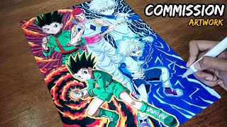 Drawing Gon, Killua and Hisoka - Commission Artwork