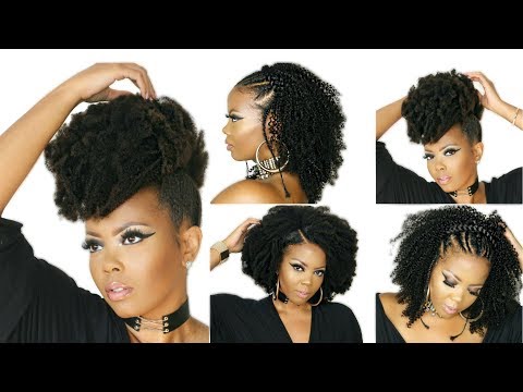 😍 HOW TO STYLE 4C NATURAL HAIR W/ KINKY CURLY CLIP IN...