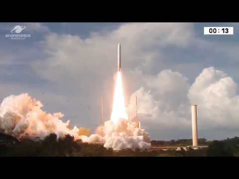 Launch of Arianespace Ariane-V VA-249 carrying EDRS-C & Intelsat-39 comsats from Kourou Aug. 6, 2019