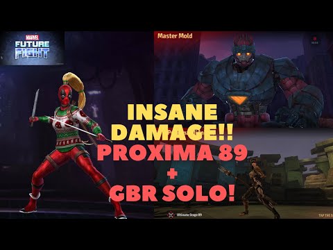 T3 Lady Deadpool (Holiday Party Uniform) VS Proxima 89 + Master Mold - Marvel Future Fight