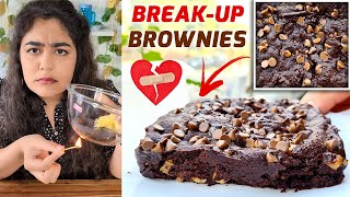BREAK-UP BROWNIES 💔 2 min Eggless Chocolate Brownie Recipe | Food Mood Ep01 | #youtubeshorts #shorts
