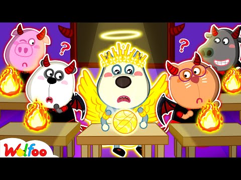 ONE ANGEL in an DEMON ONLY SCHOOL! 😇😈 - Back to School Stories + More | Wolfoo Channel