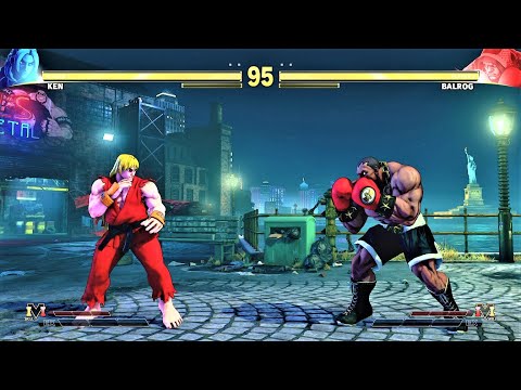 Ken vs Balrog (Hardest AI) - Street Fighter V