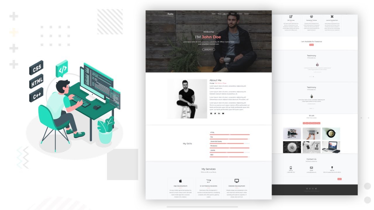 Learn To Build a Website Using HTML5, CSS3, Bootstrap4 and Jquery.