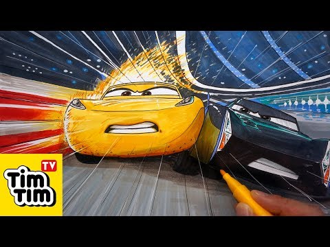 How to draw CARS 3 Jackson Storm pushing Cruz Ramirez | Easy step-by-step for kids Tim Tim TV