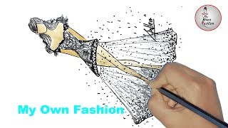 how to draw fashion dresses for beginners | draw fashion dress skacece easy stap by stape