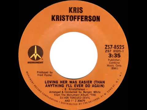 1971 HITS ARCHIVE: Loving Her Was Easier (Than Anything, etc.) - Kris Kristofferson (mono 45)