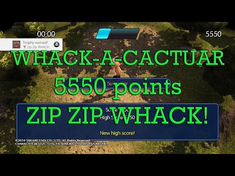 World of Final Fantasy - Whack-a-Cactuar minigame 5550 points - Zip Zip WHACK! trophy