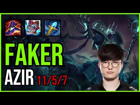 FAKER - AZIR vs. AURELION SOL Mid | KR GRANDMASTER | PATCH 11.2 | QUADRAKILL