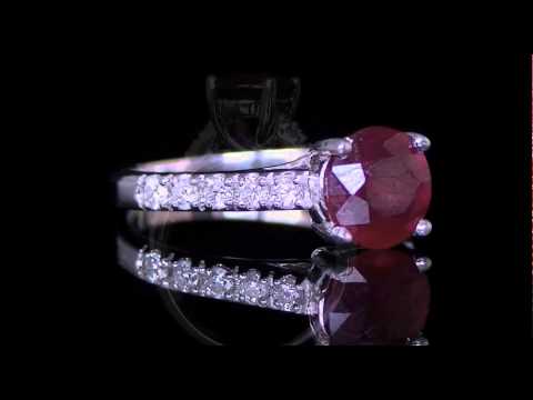 2.30 CT ROUND RUBY AND DIAMOND COCKTAIL RING 14K WHITE GOLD