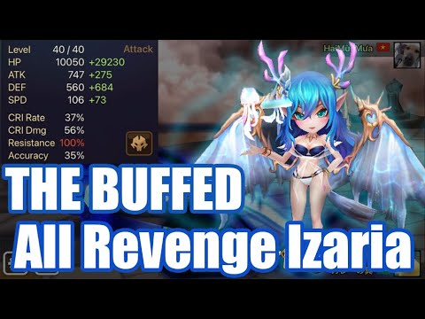 THE BUFFED All Revenge Izaria, How does she change from 80% to 100%?【Summoners War RTA】