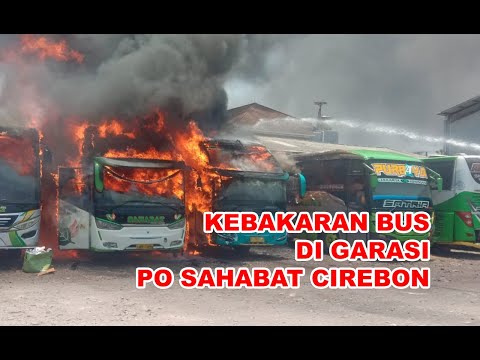 Kebakaran di Garasi Bus Sahabat Cirebon
